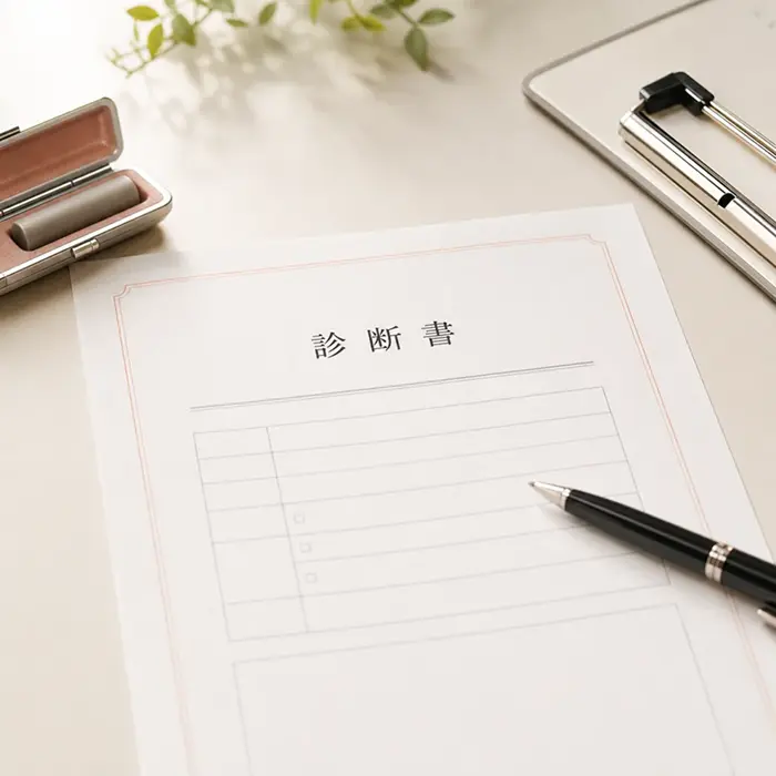 クリニックで発行する診断書のイメージ